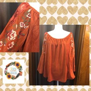 Beautiful Off Shoulder Top With Embroidery Large